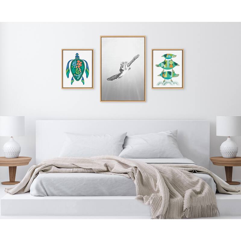 Kate and Laurel Sylvie Turtle Canvas Art Set by Various Artists