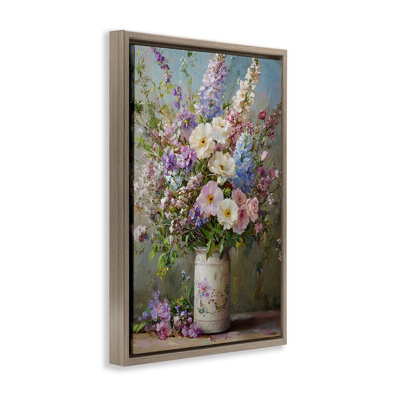 Stupell Flowers in Southern Country Vase Framed Floater Canvas Wall Art Design By Franklyn Gregory