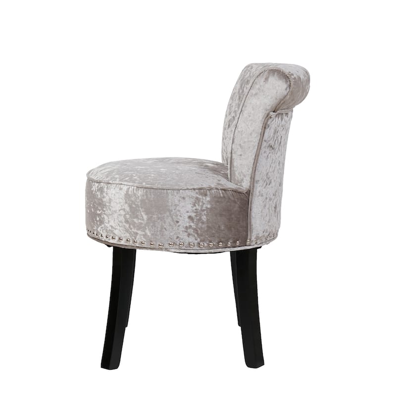 Velvet Tufted Vanity Stool Low Back Makeup Chair - 19" W x 27.5" H