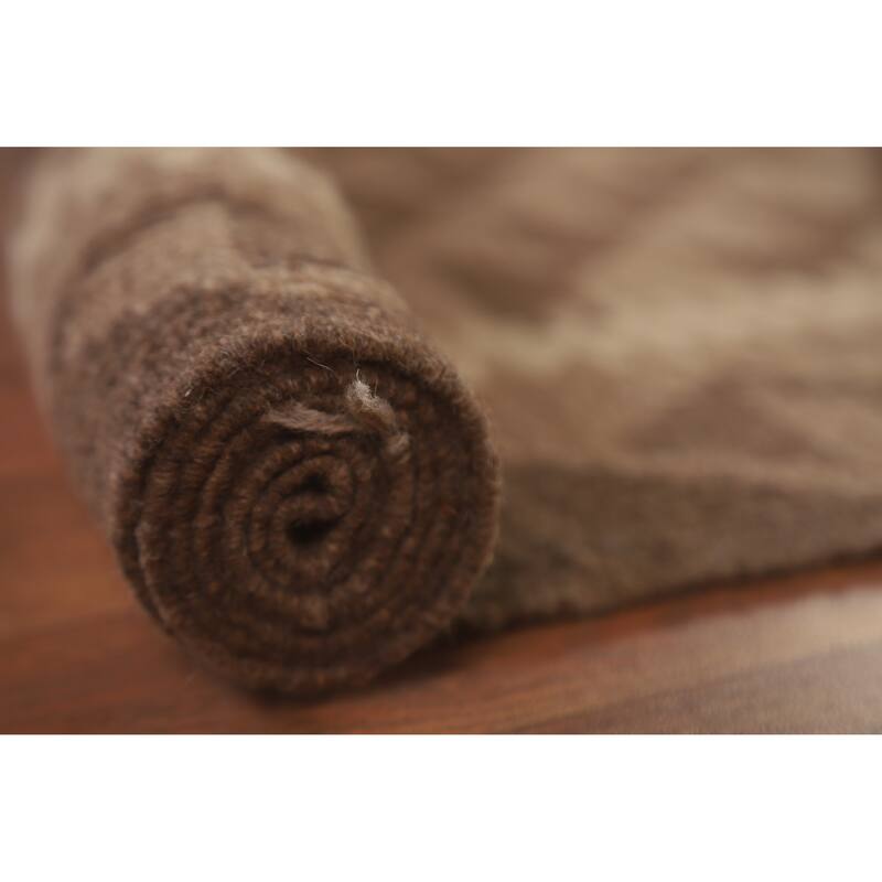 Hand Woven Oriental 100% Wool Carpet Southwestern Geometric Brown Kilim Area Rug - 9' 9'' X 6' 7''