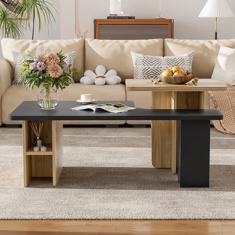 Farmhouse Set of 2 Nesting Coffee Tables - Black