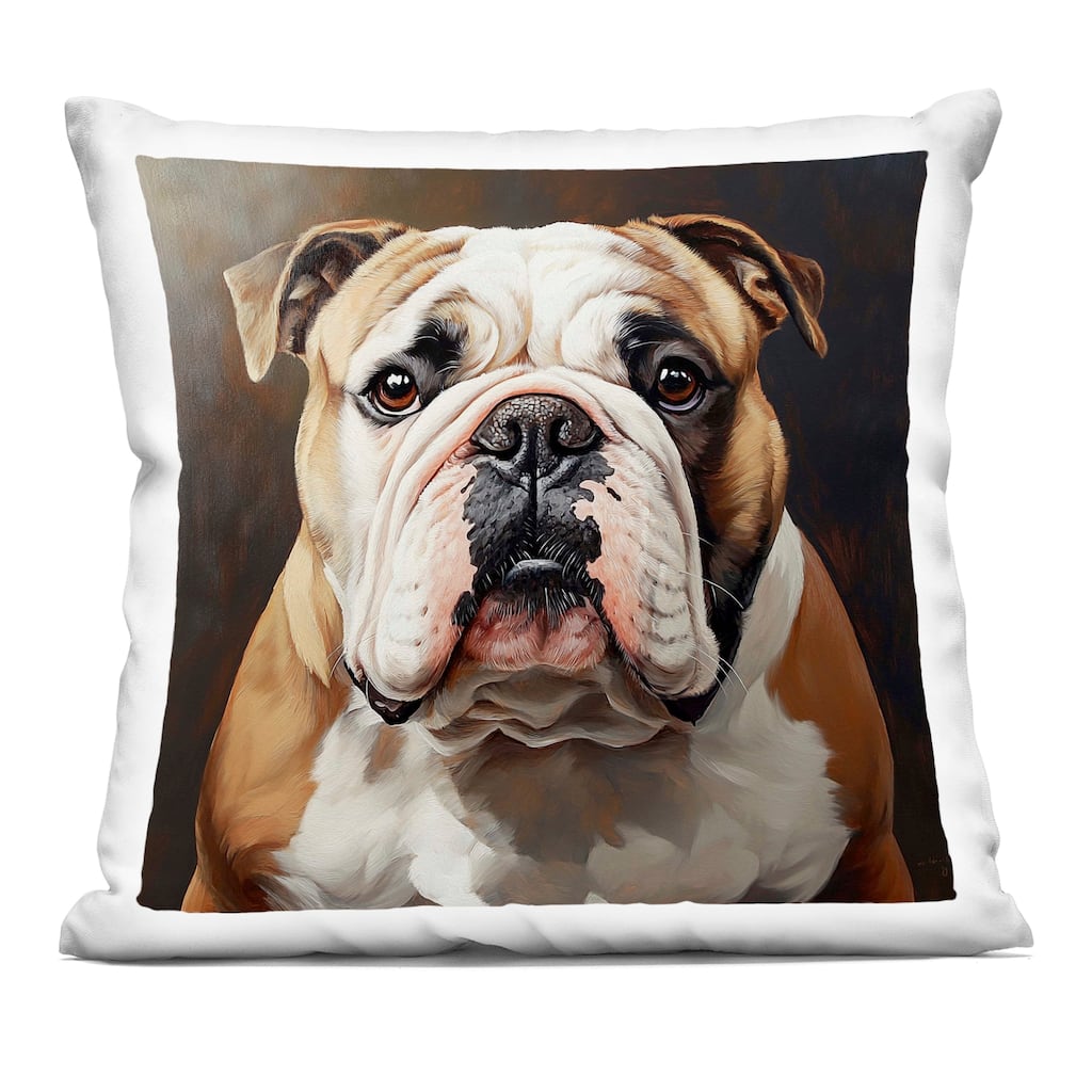 Stupell Stoic Bulldog Portrait Decorative Printed Throw Pillow Design by Tom Crehan