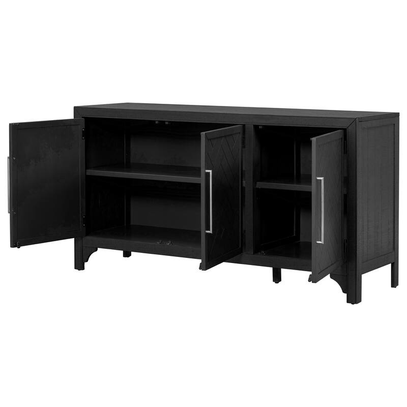 Designed Storage Cabinet Sideboard with MDF+Pine veneer, Adjustable Shelves