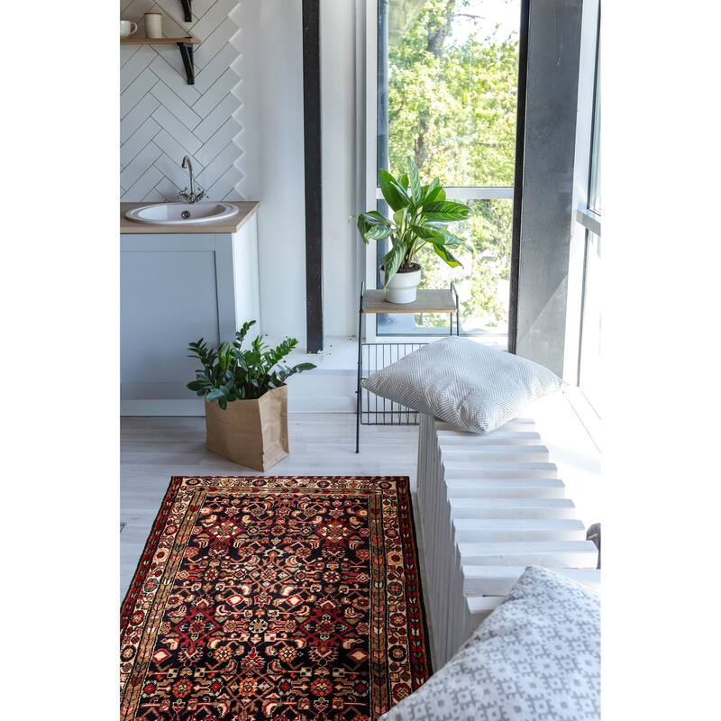 ECARPETGALLERY Hand-knotted Andelz Navy Wool Rug - 3'5 x 9'11