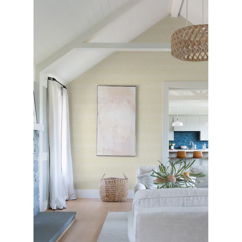 A-Street Prints Lars Mustard Retro Wave Wallpaper