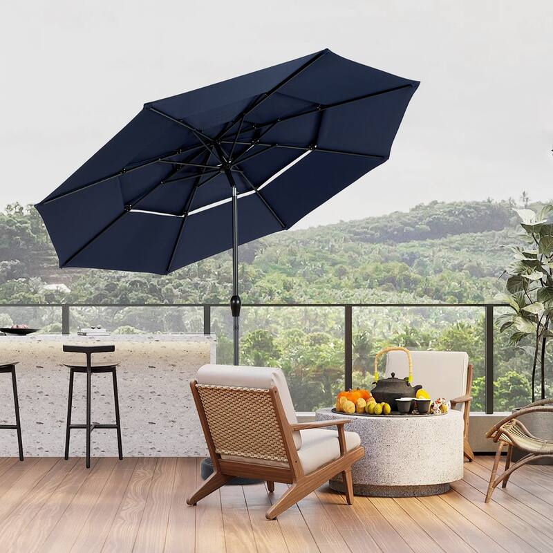 Topcraft 10ft Aluminum 3 Tier Tiltable Market Umbrella