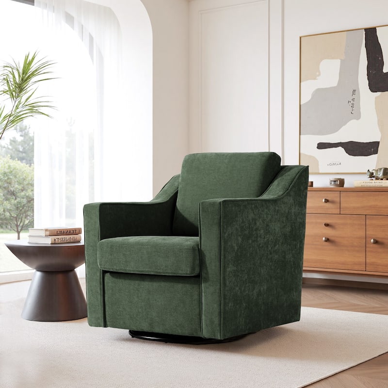 30'' W Vegan Leather/ Chenille Swivel Accent Chair