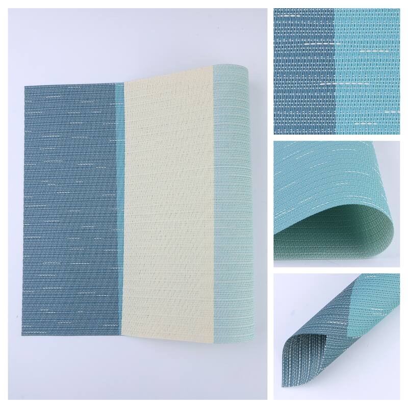8 Packs Placemats PVC Placemats for Dining Table Decor Indoor Outdoor Kitchen Table Mat Wipe Clean - 18*12in - Green