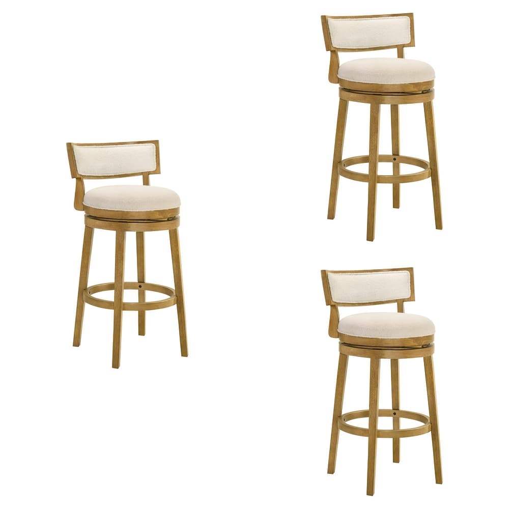 Noely Modern Farmhouse Boucle Bar Stool, Swivel Counter Height Chair with Solid Wood Frame