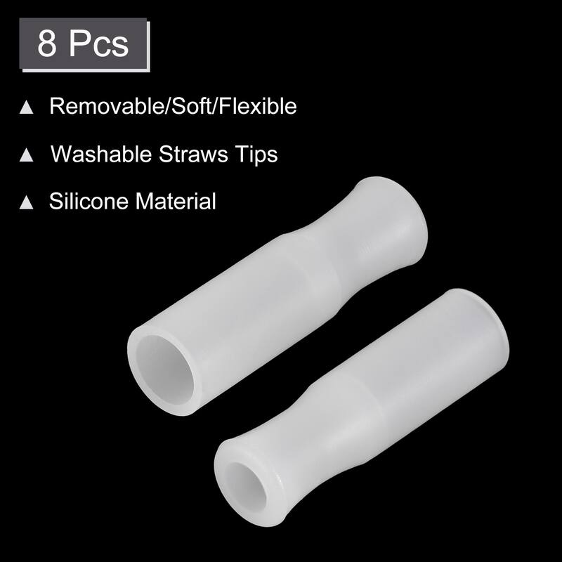 8pcs Silicone Straw Tips for 1/4 Inch OD Stainless Steel Straws