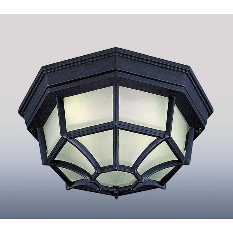 Volume Lighting V8857 1 Light Flush Mount Outdoor Ceiling Fixture with - Black - Black