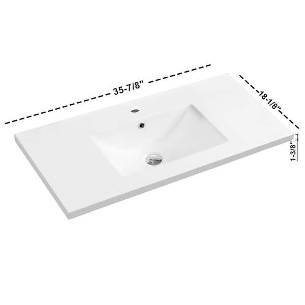 dimension image slide 5 of 13, Dowell 18" FTB Ceramic Single Bathroom Vanity Basin