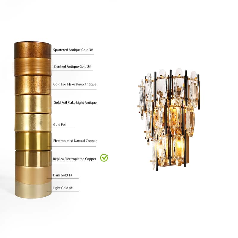 Modern Glam 3-Light Crystal Gold Wall Sconce Bathroom Vanity Lights - W 12.6" x H 15"