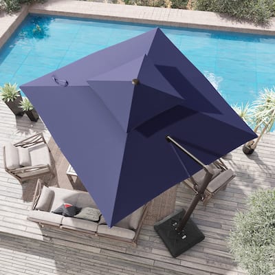 Outdoor Double Top Square 10 FT Offset Cantilever Hanging Patio Umbrella