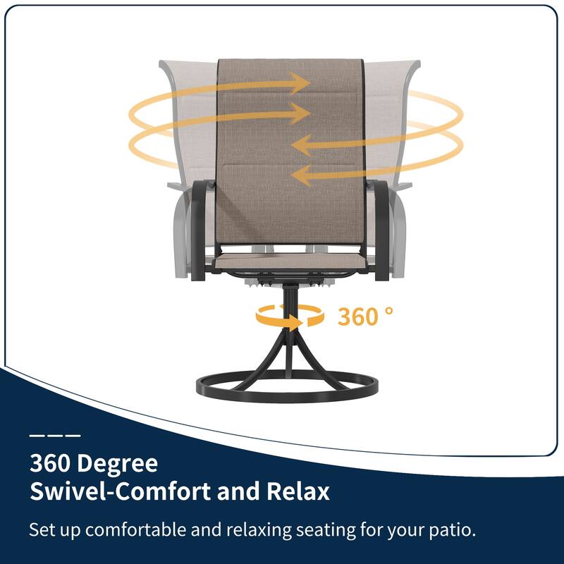 Clihome Outdoor 8 Piece Patio Textiliene Swivel Chair Dining Table Set