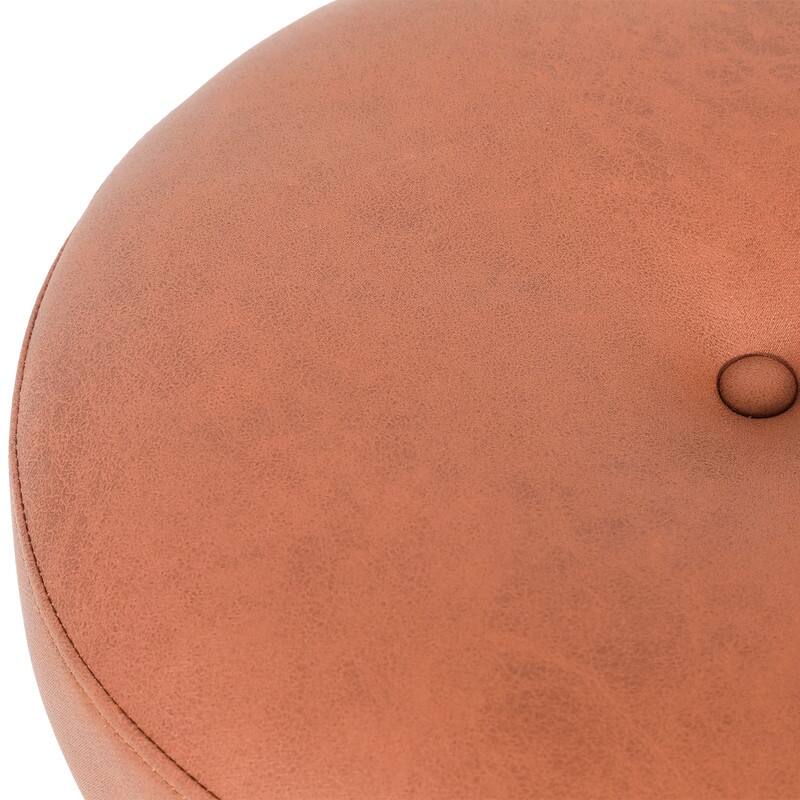 Adeco Adjustable Faux Leather Round Ottoman Swivel Freely Vanity Stool