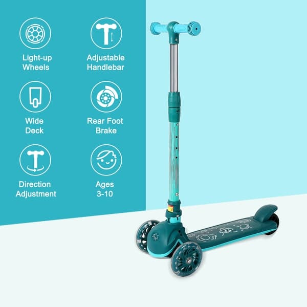 slide 2 of 10, Lightweight Kick Scooter for Kids, Wheel with Brake, Adjustable Height Handlebar for Aged 3-10 Kids
