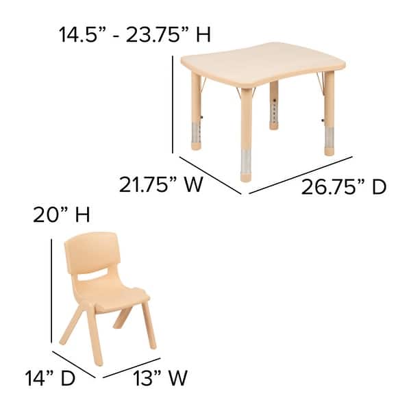 21.875"W x 26.625"L Rectangle Plastic Activity Table Set with 2 Chairs