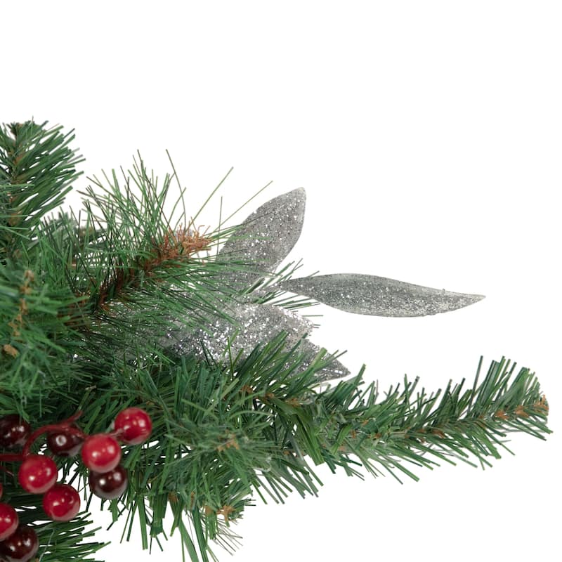 32" Frosted Pine Cone Berries Artificial Candle Holder Centerpiece