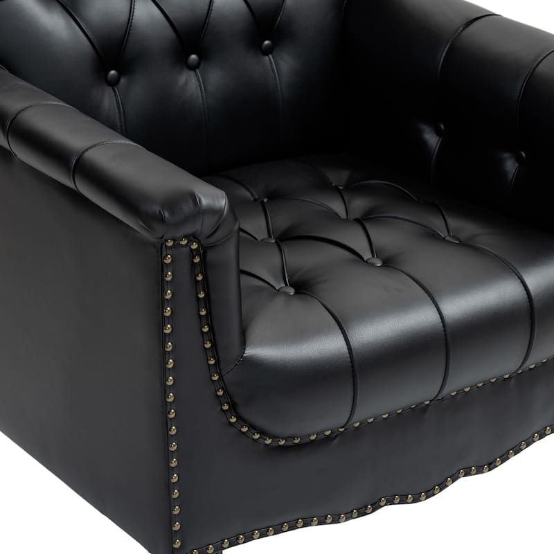 Tufted Accent Chair Vegan Leather Armchair for Living Room