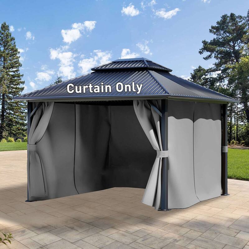 Aoodor Gazebo Curtain Replacement-Universal 4-Panel Sidewalls 10'x12', Curtain Only