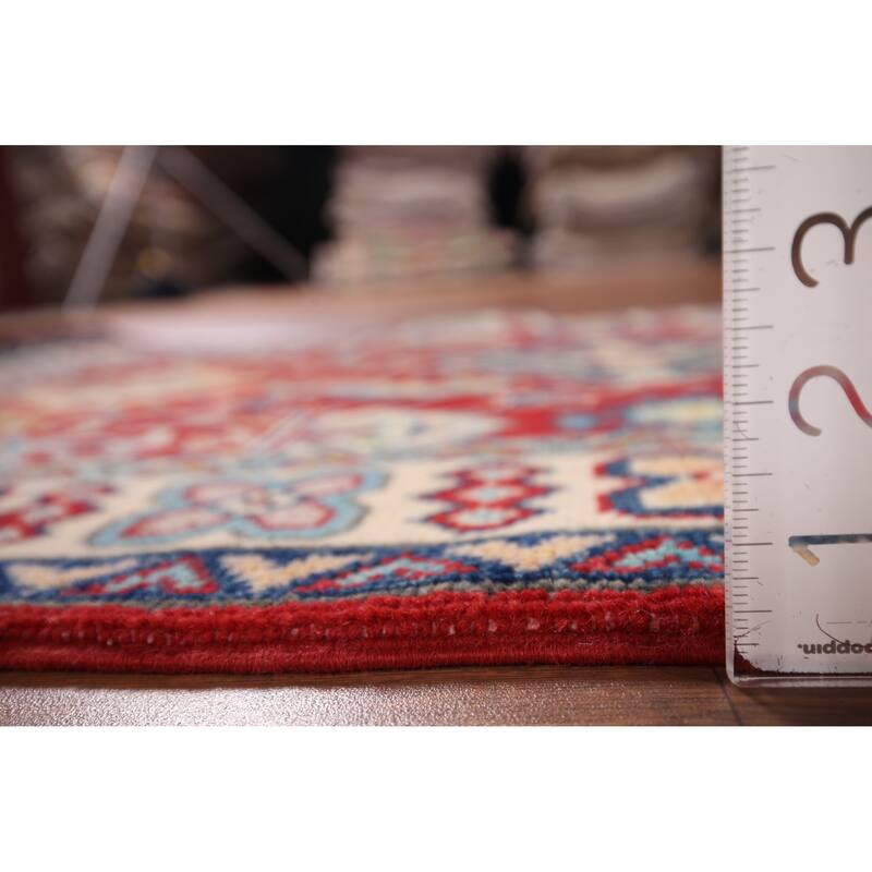 Red Floral Kazak Foyer Rug Handmade Wool Carpet - 2'9" x 4'2"