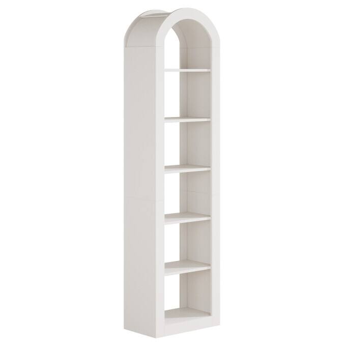 74.8-Inch Arched Tall Bookshelf, 6-Tier Rustic Wooden Bookcase