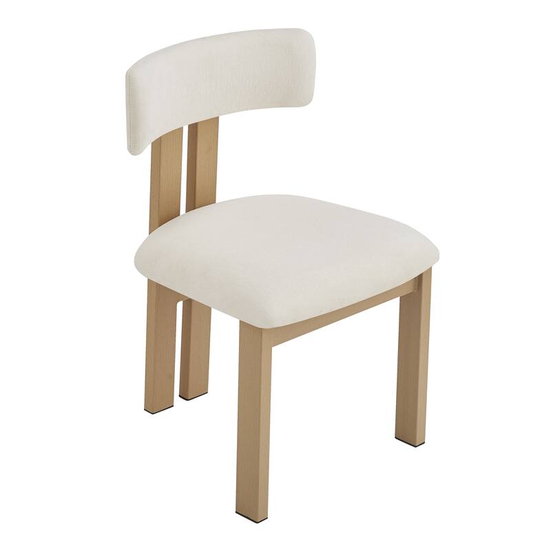 Dining Chairs Set of 2, Armless Dining Chairs with U-shaped Backrests & Metal Legs, Upholstered Lounge Chair for Kitchens