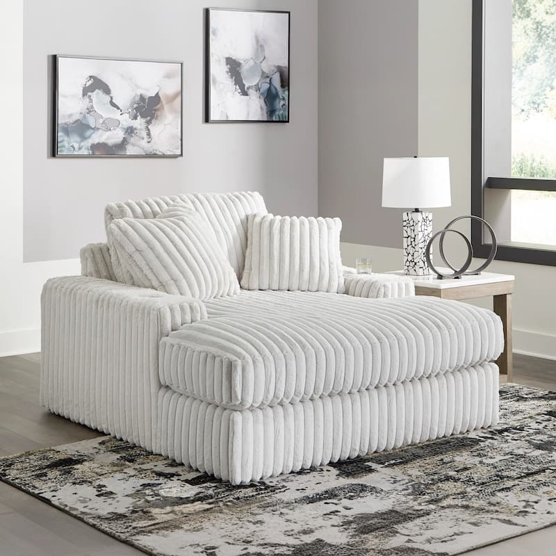 Roundhill Furniture Azulu Oversized Chaise, with Cup holders and USB Charging - White