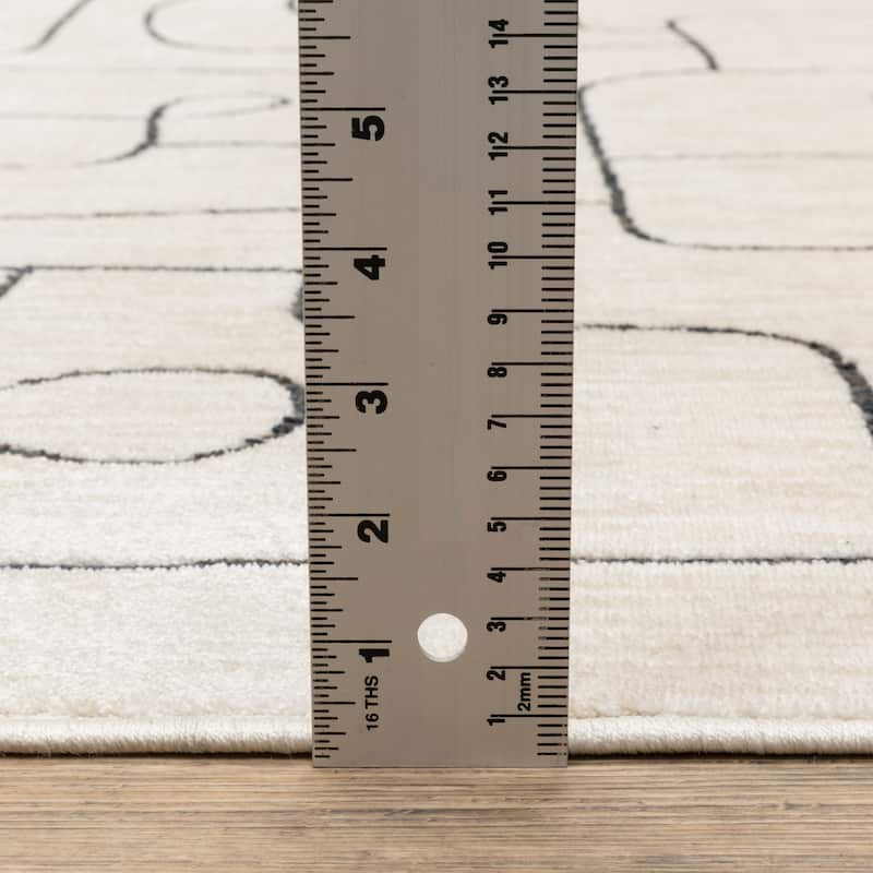 Hansel Abstract Lines Beige/ Black Area Rug