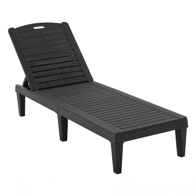 2-Piece Outdoor Chaise Lounges Resin Pool Lounge Chairs Outdoor Chaise Lounge Chair Set with Adjustable Backrest