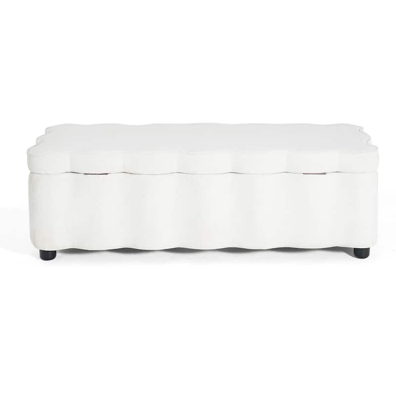 Christopher Knight Home - Milan Modern Velvet Storage Ottoman with Scalloped Design