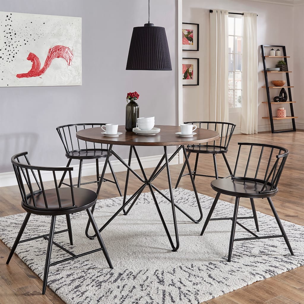 Mabel 42-inch Iron and Wood Round Dining Table or Dining Set by iNSPIRE Q Modern