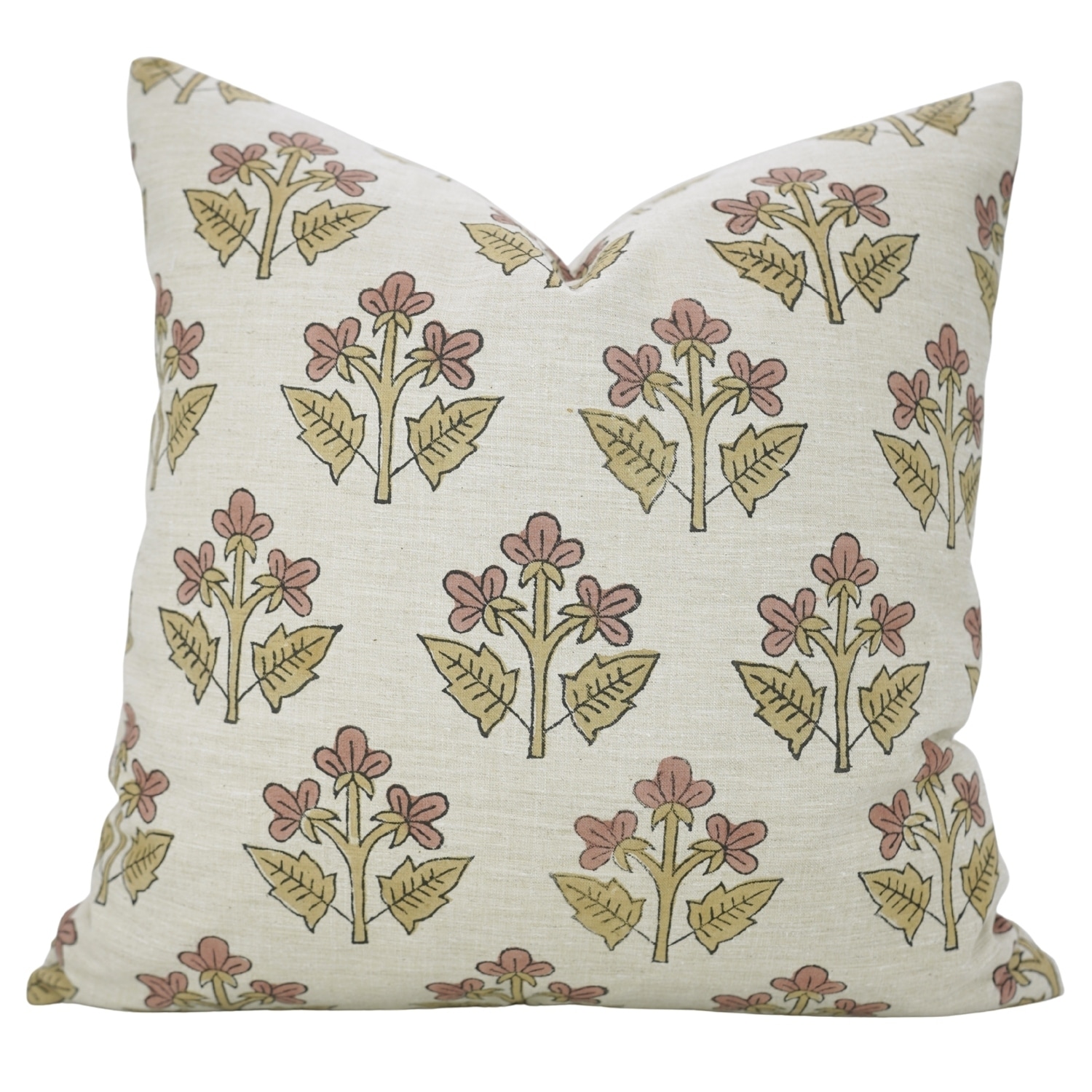 Fabdivine Soft Linen Floral Bohemian Pillow Case Hand Block Print for Home Décor