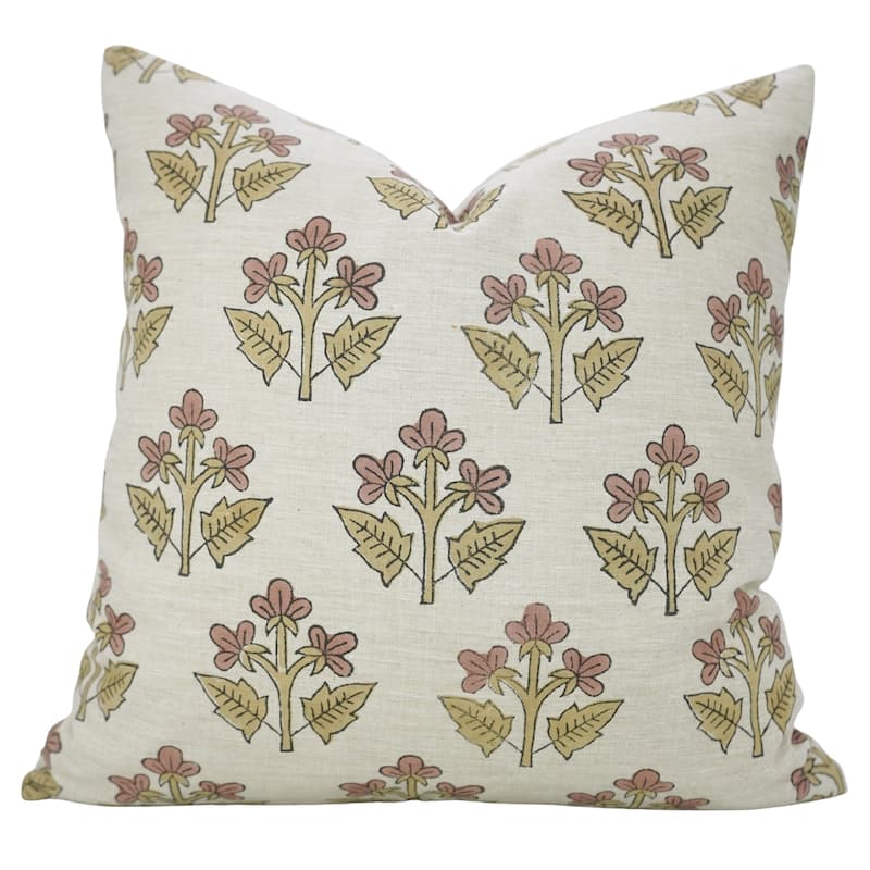 Fabdivine Wine 24x24 Inch Handmade Throw Farmhouse Pillowcase for Dining Sofa or Couch Cozy Linen Blend Fabric, Chahat