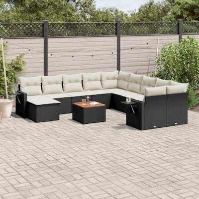 vidaXL Garden Sofa Set Black, Cream White - 24.4 x 24.4 x 27.2