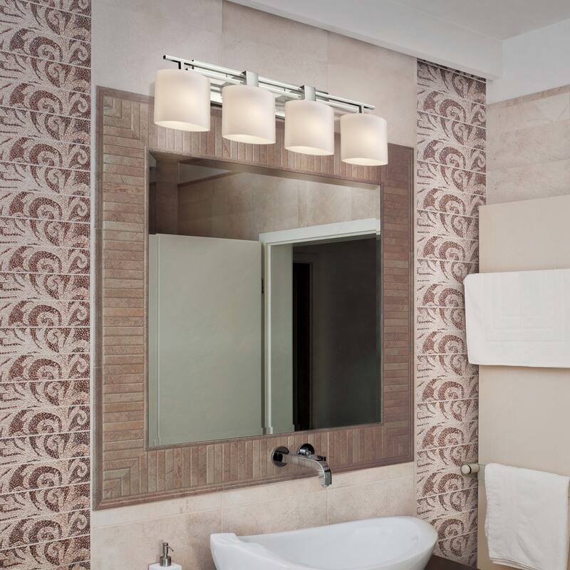 Strick & Bolton Falconet Brushed Nickel Bath Bar - 4-light Opal Oval Brushed Nickel Bath Bar