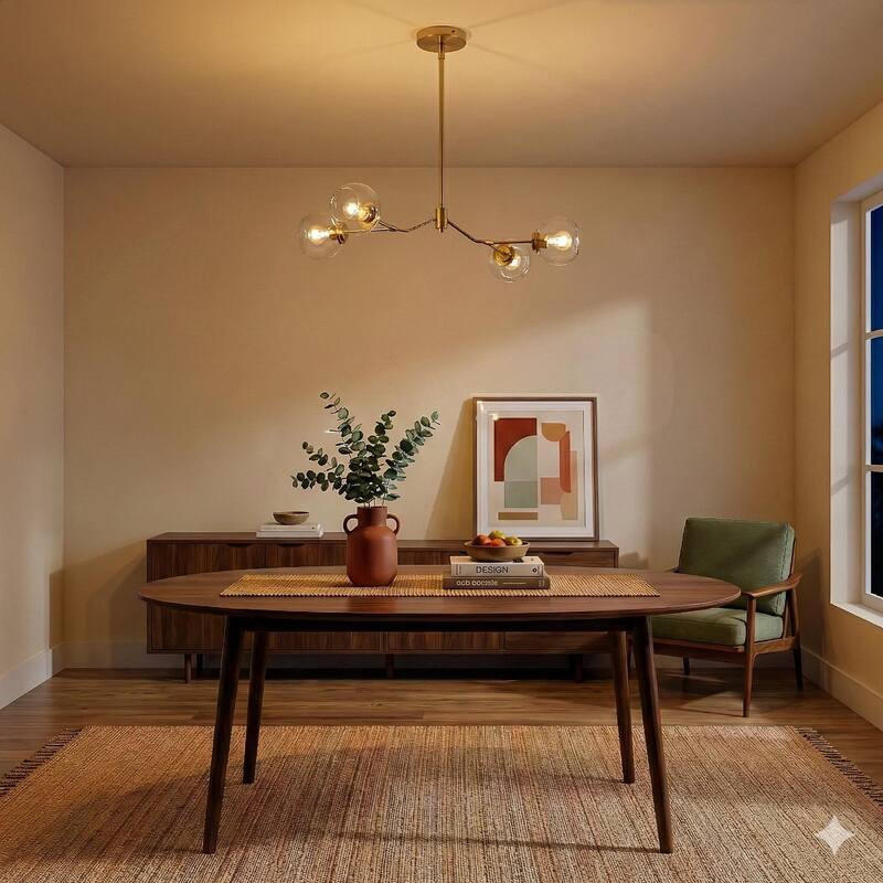 Sunco Modern Farmhouse Gold Brass Chandelier with Clear Glass Shades - Clear Glass