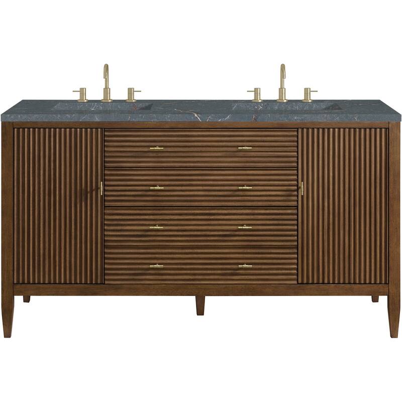 James Martin Vanities 485-V60D-FPBL Myrrin 60" Free Standing Double - Mid-Century Walnut
