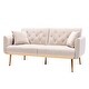 preview thumbnail 66 of 83, Velvet Futon Sofa Bed with 5 Golden Metal Legs, Sleeper Sofa Couch with Two Pillows, Convertible Loveseat for Living Room