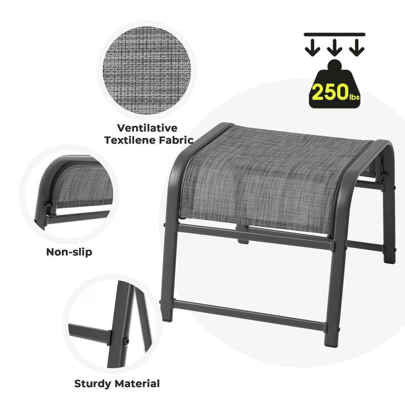Steel-Framed Fabric Footstool – Versatile Indoor/Outdoor Footrest & Seat