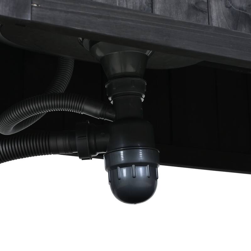 Roomfitters 41.7" Garden Potting Bench with Sink, Rolling Outdoor Potting Table, Bottle Opener, Storage Shelves, Hutch