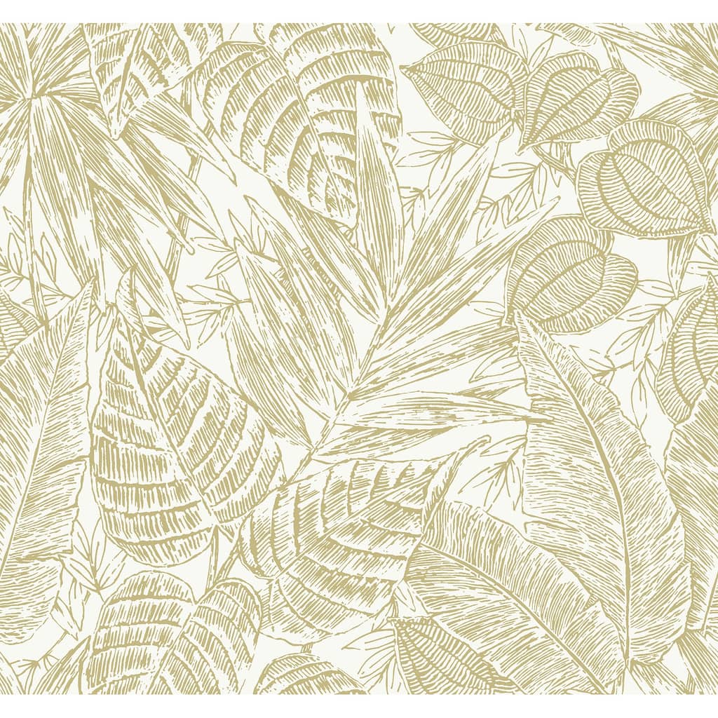 Scott Living Brentwood Yellow Palm Leaves Wallpaper