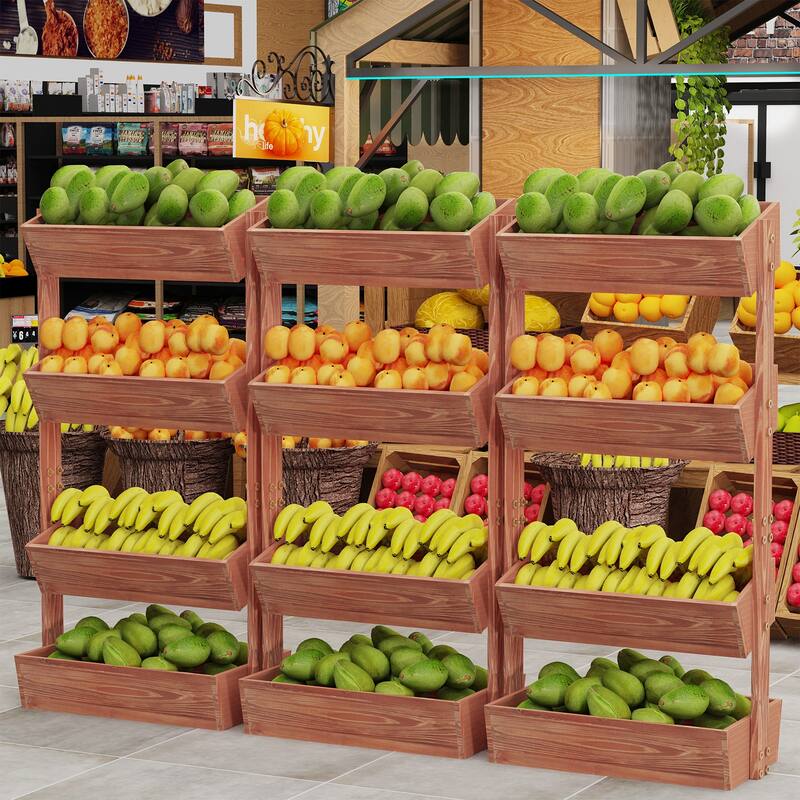 4-tier Wooden Vertical Ladder Raised Vegetable Planter Box Elevated Garden Bed - 25.6" W x 55.5" H