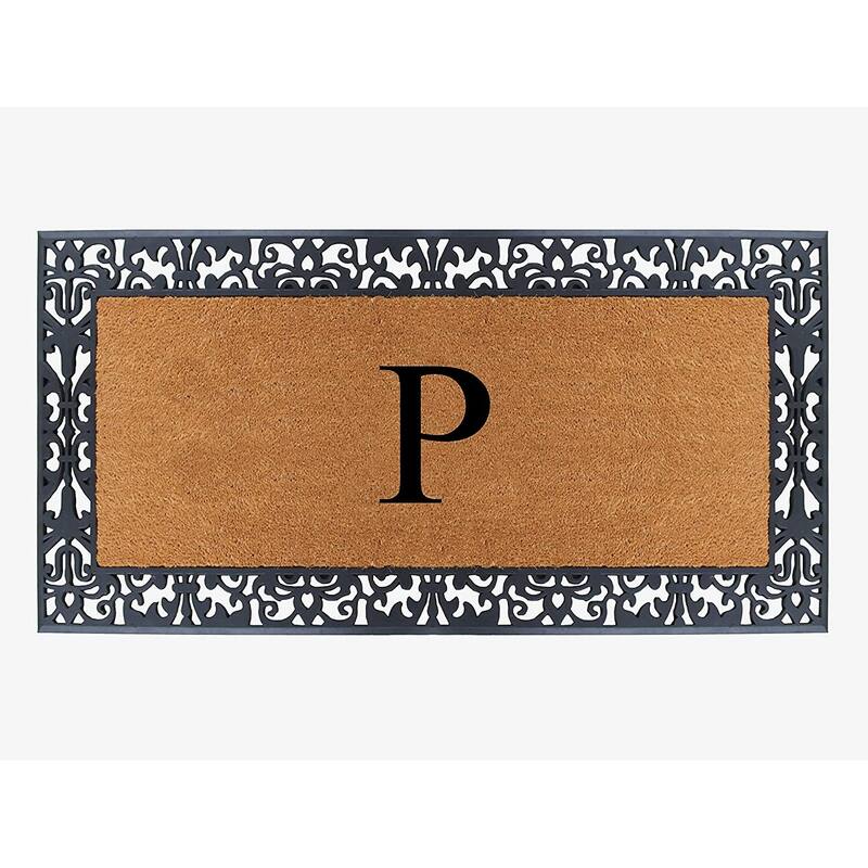 A1HC Rubber and Coir Paisley Border Heavy Duty Non-Slip Durable Double Door Monogrammed Doormat 30"X60" - P