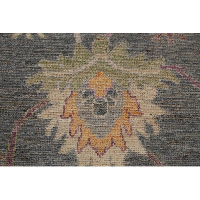 Hand Knotted Oriental 100% Wool Carpet Transitional All-Over Navy Blue & Blues Oushak Area Rug - 13' 9'' X 10' 2''