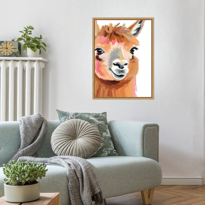South American camelid by Ohkimiko Framed Canvas Wall Art