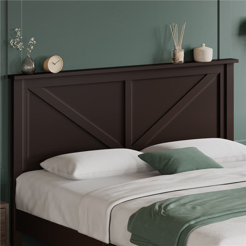 Yaheetech Farmhouse Wood Bed Platform No Box Spring Needed