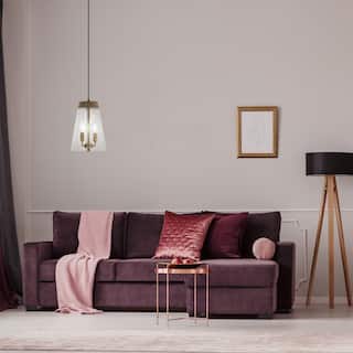 Kian River of Goods Gold and Clear Metal, Glass, and Mango Wood Pendant Light with Adjustable Hanging Cord