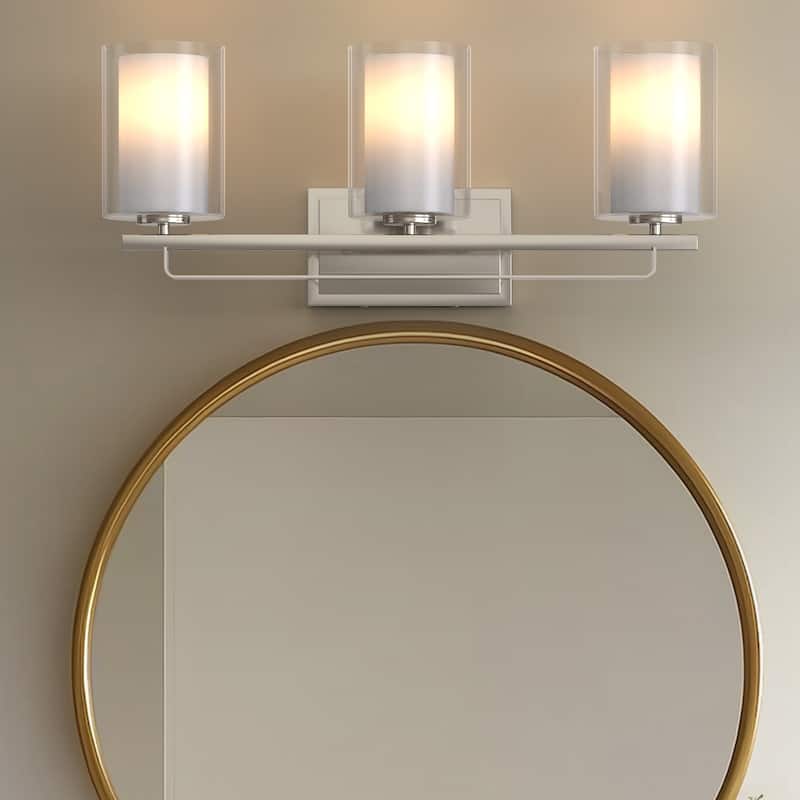 YANSUN 3-Light Wall Sconce Bath Fixture with Clear Glass Shades and Brushed Nickel Finish